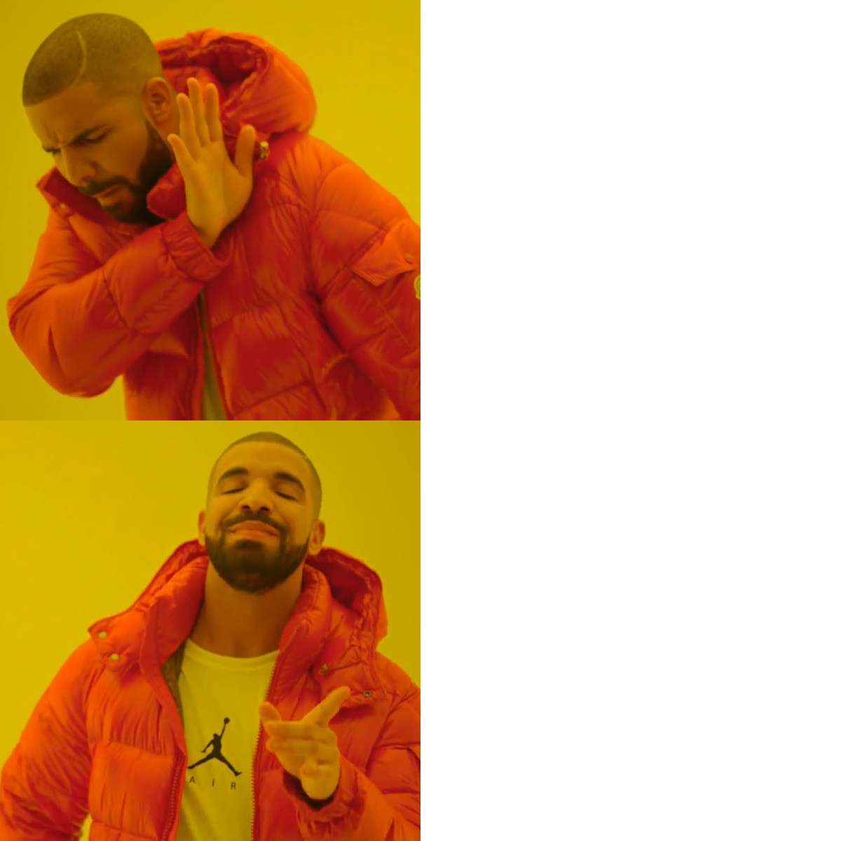 Drake Hotline Bling meme about Snow