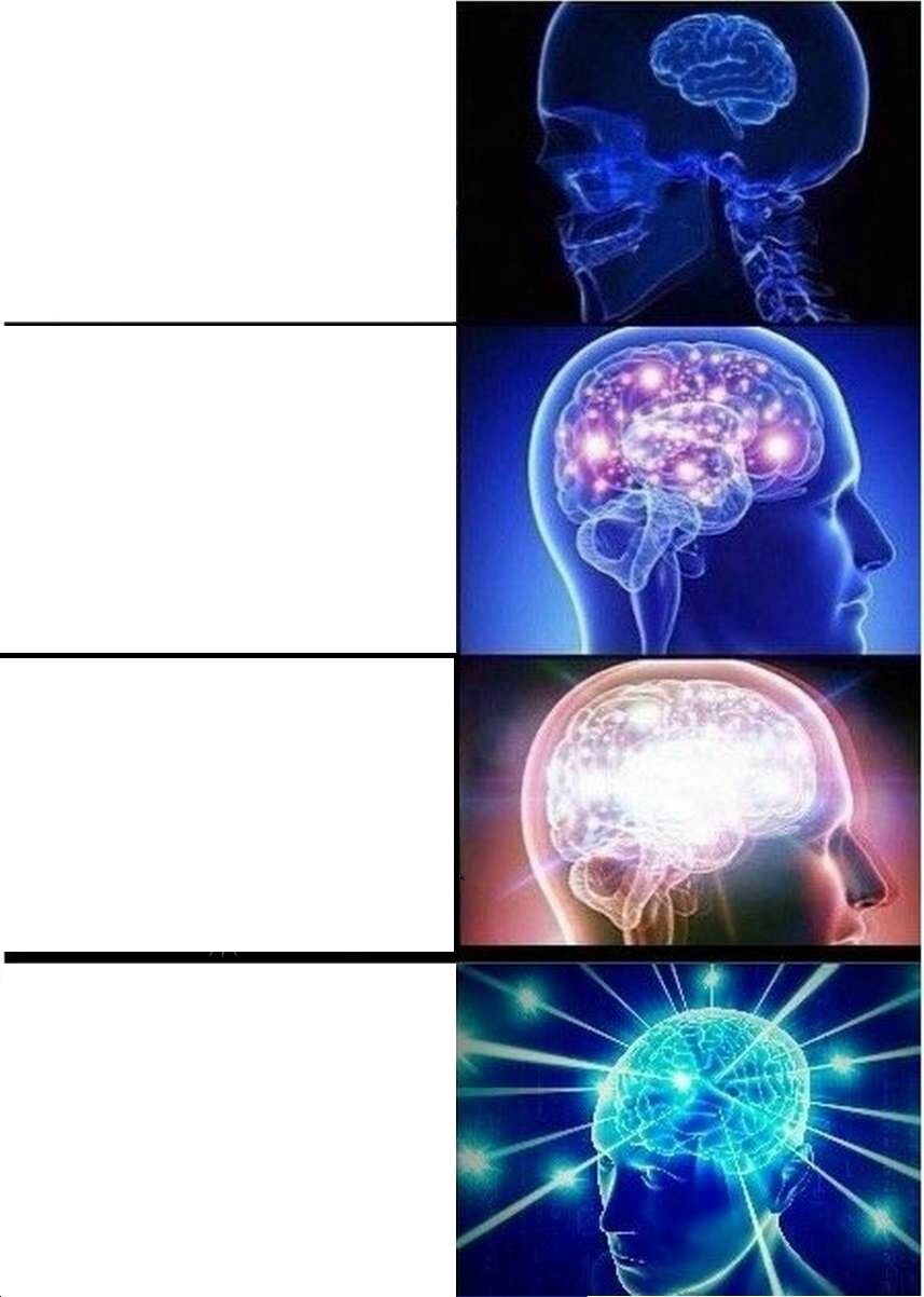 Expanding Brain meme about Snow