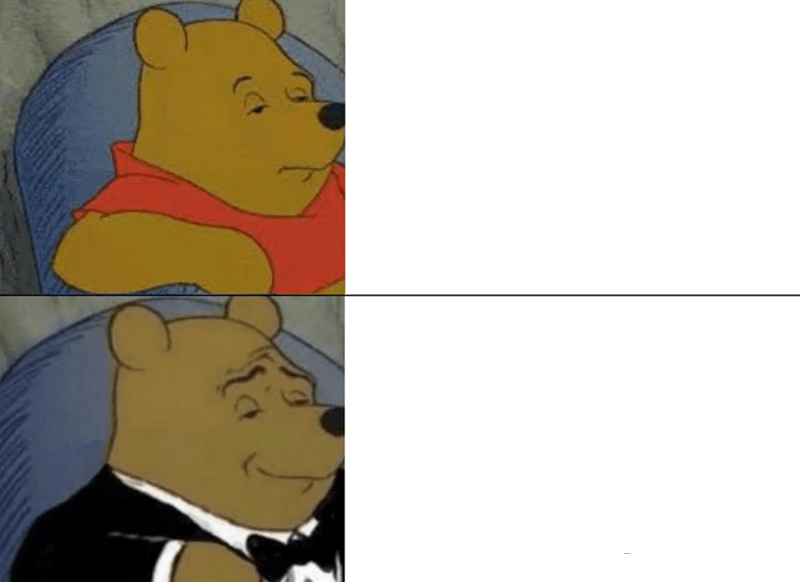 Tuxedo Winnie The Pooh meme about Snow